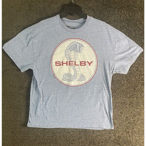 Shelby Cobra Shirt Men’s XL Blue Distressed Logo Retro Graphic Tee